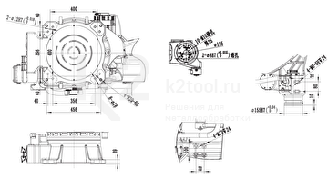 Габариты основания и фланца промышленного робота для паллетирования CRP RP24-130