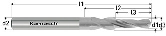 Короткие ступенчатые сверла для отверстий под резьбу, с зенкованием 90°, HSS-XE, Karnasch, арт. 40.1060