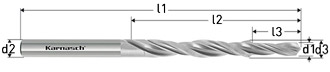 Ступенчатые спиральные сверла, 90° (под винты с потайной головкой), HSS-XE, Karnasch, арт. 40.1030