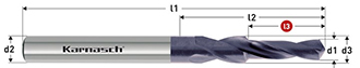 Короткие ступенчатые сверла для отверстий под резьбу, с зенкованием 90°, HSS-XE с покрытием TITAN-TEC, Karnasch, арт. 40.2060