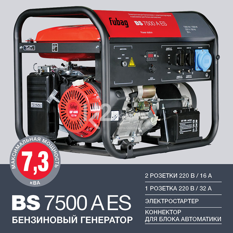 Генератор с электростартером и коннектором автоматики FUBAG BS 7500 A .