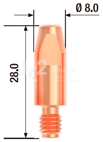 Наконечник контактный Fubag M6×28×0,9 мм, FB.CTM6.28-09, 25 шт