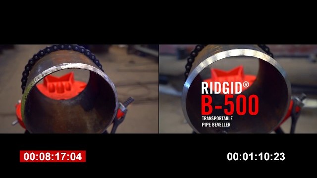 Сравнение работы переносного фаскоснимателя RIDGID B-500 и угловой шлифовальной машины