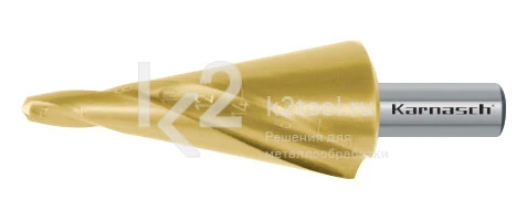 Конусное сверло со спиралью (2 зубца) с покрытием TiN-GOLD (2 зубца), Karnasch, арт. 20.1472
