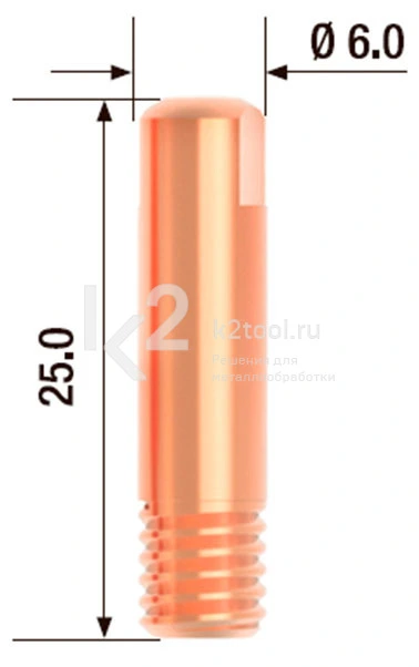 Наконечник контактный Fubag M6х25х0,9 мм, арт. FB.CTM6.25-09, 25 шт