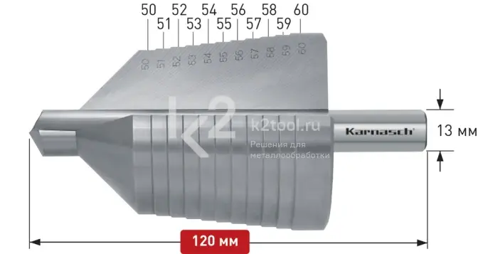 Ступенчатое сверло с прямой кромкой (2 зубца) Karnasch, арт. 21.3024